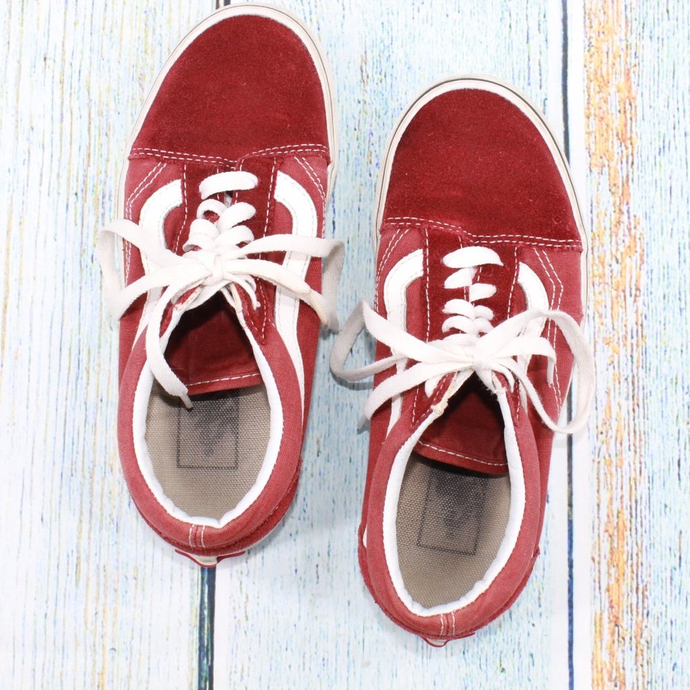 Vans Off The Wall Red Suede Canvas Lace up Low Top Skate Sneakers M 4 L 5.5 - Picture 7 of 9